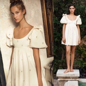 Agua Bendita Dress Opalo Lluvia Manglares Beaded Babydoll Mini Multi M NWT